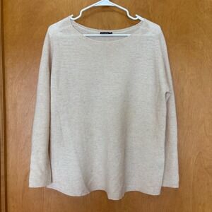 J.McLaughlin Cream Textured Ribbed‎ 100% Cashmere Sweater Size M